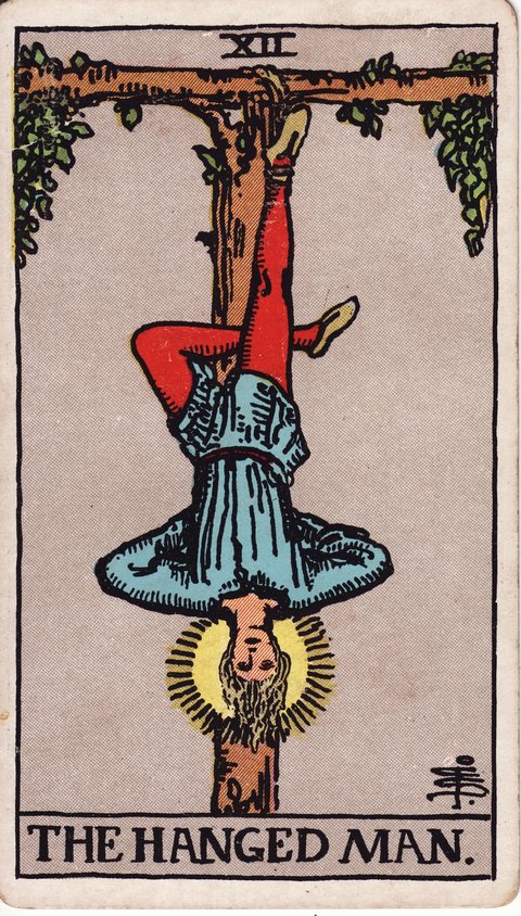 The Hanged Man tarot card (Rider-Waite, 1909)